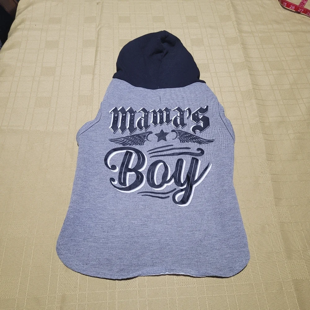 Mama's Boy Pooch Dog Knit Sweater Animal Graphic Print Size Medium Winter Warm